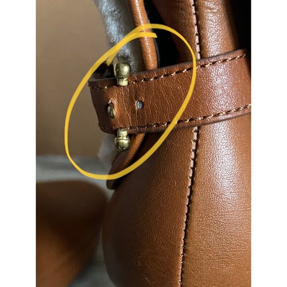 Coach Apple Boot A7019 Tan Leather Shearling Cuff Platform Heel Sz 11 w/FLAW - Picture 10 of 14